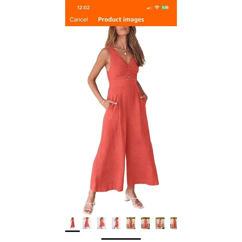 NWT Anrabess Women's Pink Sleeveless Jumpsuit Romper Size XL